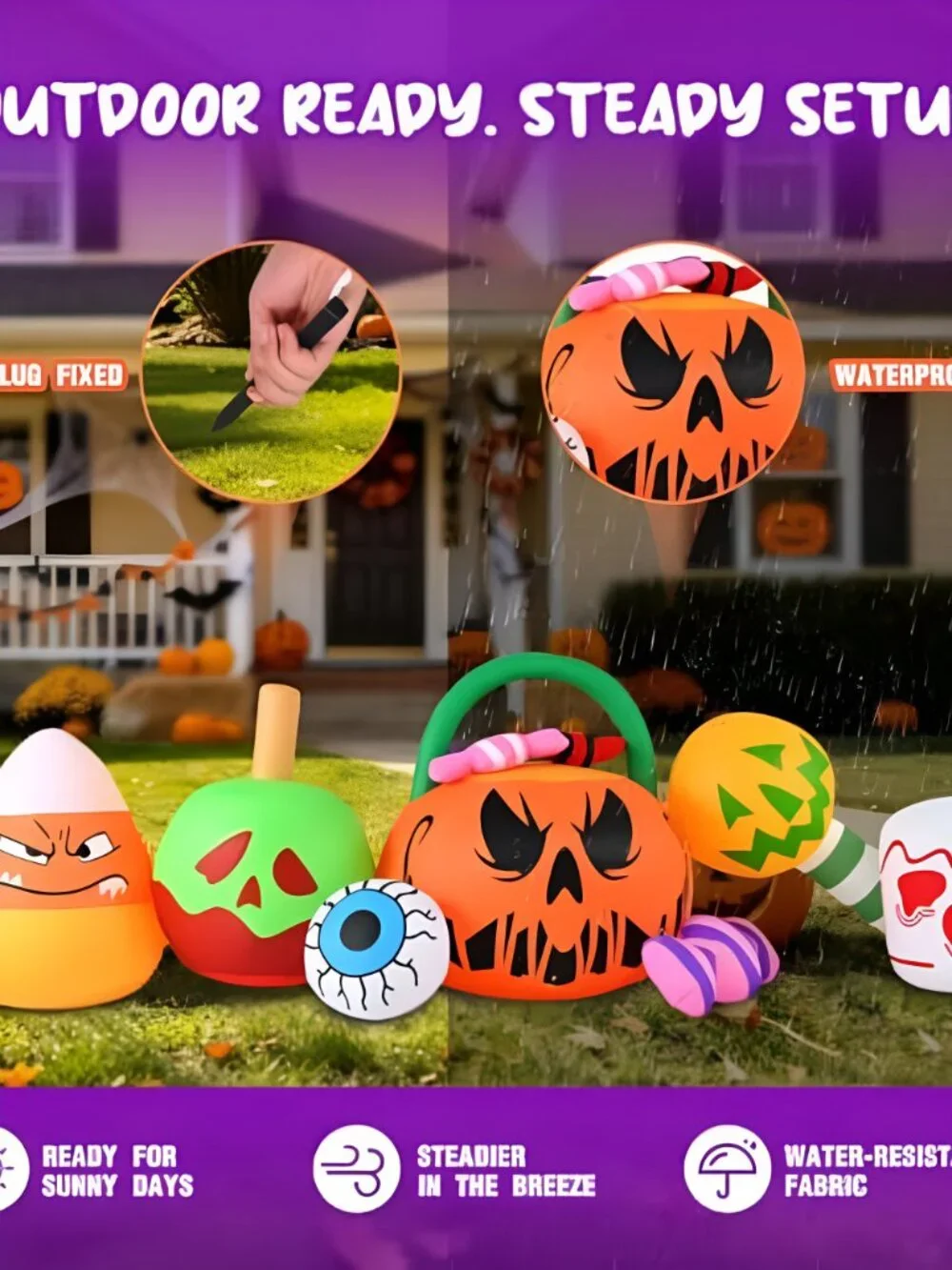 10FT Halloween Inflatables Pumpkin Ghost Combo Decorations